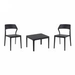 Snow Conversation Set with Sky 24" Side Table Black S092109