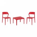 Snow Conversation Set with Sky 24" Side Table Red S092109