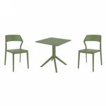 Snow Dining Set with Sky 27" Square Table Olive Green S092108