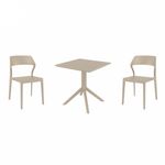 Snow Dining Set with Sky 27" Square Table Taupe S092108