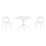 Snow Dining Set with Sky 31" Square Table White ISP1066S