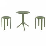 Tom Bistro Set with Sky 24" Round Folding Table Olive Green S286121