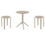 Tom Bistro Set with Sky 24" Round Folding Table Taupe S286121