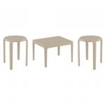 Tom Conversation Set with Sky 24" Side Table Taupe S286109