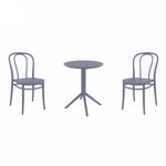 Victor Bistro Set with Sky 24" Round Folding Table Dark Gray S252121