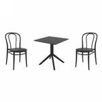 Victor Dining Set with Sky 27" Square Table Black S252108