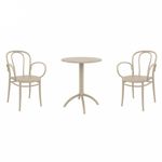Victor XL Bistro Set with Octopus 24" Round Table Taupe S253160