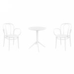 Victor XL Bistro Set with Sky 24" Round Folding Table White S253121