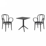 Victor XL Bistro Set with Sky 24" Square Folding Table Black S253114