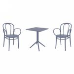 Victor XL Bistro Set with Sky 24" Square Folding Table Dark Gray S253114