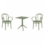 Victor XL Bistro Set with Sky 24" Square Folding Table Olive Green S253114