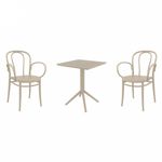Victor XL Bistro Set with Sky 24" Square Folding Table Taupe S253114
