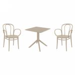 Victor XL Dining Set with Sky 27" Square Table Taupe S253108
