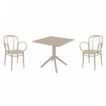 Victor XL Dining Set with Sky 31" Square Table Taupe S253106