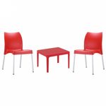 Vita Conversation Set with Sky 24" Side Table Red S049109