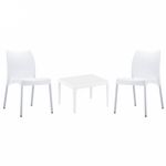 Vita Conversation Set with Sky 24" Side Table White S049109