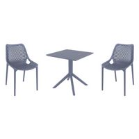 Air Dining Set with Sky 27" Square Table Dark Gray S014108