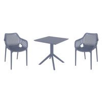 Air XL Dining Set with Sky 27" Square Table Dark Gray S007108