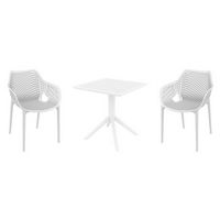 Air XL Dining Set with Sky 27" Square Table White S007108