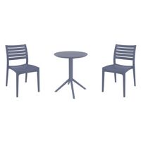 Ares Bistro Set with Sky 24" Round Folding Table Dark Gray S009121