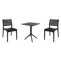 Ares Bistro Set with Sky 24" Square Folding Table Black S009114