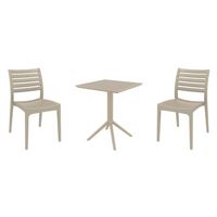 Ares Bistro Set with Sky 24" Square Folding Table Taupe S009114