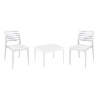 Ares Conversation Set with Sky 24" Side Table White S009109