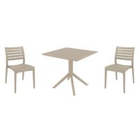 Ares Dining Set with Sky 31" Square Table Taupe S009106