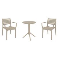 Artemis Bistro Set with Sky 24" Round Folding Table Taupe S011121