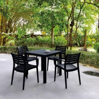 Artemis Resin Square Outdoor Dining Set 5 Piece with Arm Chairs Black ISP1642S