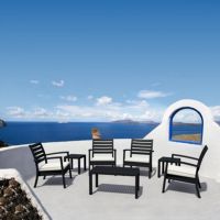 Artemis XL Outdoor Club Seating set 7 Piece Black with Natural Cushion ISP004S7