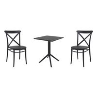 Cross Bistro Set with Sky 24" Square Folding Table Black S254114