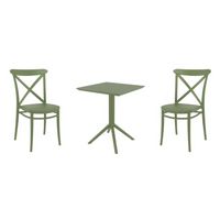 Cross Bistro Set with Sky 24" Square Folding Table Olive Green S254114