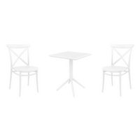 Cross Bistro Set with Sky 24" Square Folding Table White S254114