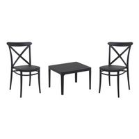 Cross Conversation Set with Sky 24" Side Table Black S254109
