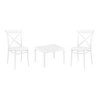 Cross Conversation Set with Sky 24" Side Table White S254109