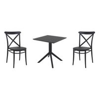 Cross Dining Set with Sky 27" Square Table Black S254108