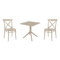 Cross Dining Set with Sky 27" Square Table Taupe S254108