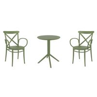 Cross XL Bistro Set with Sky 24" Round Folding Table Olive Green S256121