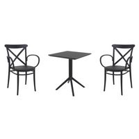 Cross XL Bistro Set with Sky 24" Square Folding Table Black S256114