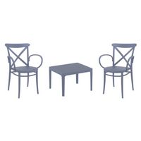 Cross XL Conversation Set with Sky 24" Side Table Dark Gray S256109
