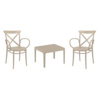 Cross XL Conversation Set with Sky 24" Side Table Taupe S256109