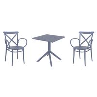Cross XL Dining Set with Sky 27" Square Table Dark Gray S256108