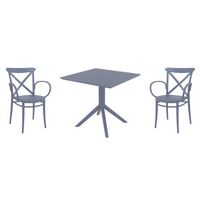 Cross XL Dining Set with Sky 31" Square Table Dark Gray S256106