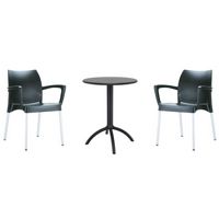 Dolce Bistro Set with Octopus 24" Round Table Black S047160