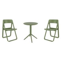 Dream Bistro Set with Sky 24" Round Folding Table Olive Green S079121