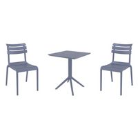 Helen Bistro Set with Sky 24" Square Folding Table Dark Gray S284114