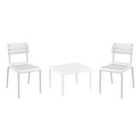 Helen Conversation Set with Sky 24" Side Table White S284109