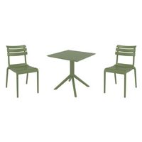 Helen Dining Set with Sky 27" Square Table Olive Green S284108