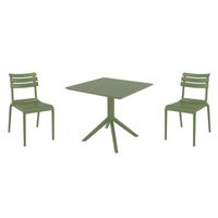 Helen Dining Set with Sky 31" Square Table Olive Green S284106